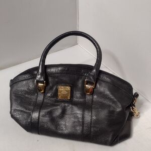 Vintage HCL Leather Goods Black Signature Leather Satchel Bag Purse A9